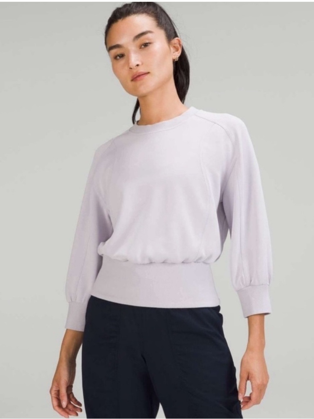 NWT Lululemon Softstreme Ribbed Hem Pullover Womens 8 Faint Lavender Crop